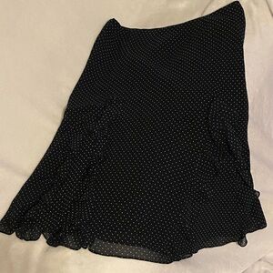 Chaps Ralph Lauren, size L, black skirt with small white polka dots
